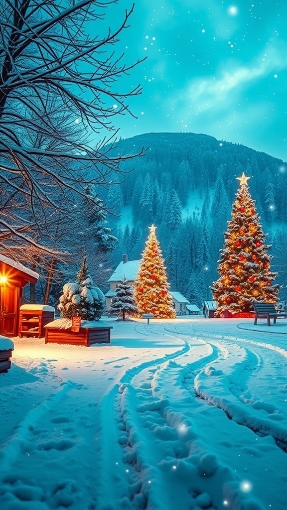 A variety of festive Christmas wallpaper backgrounds in 16:9 aspect ratio, showcasing winter scenes and holiday decorations.